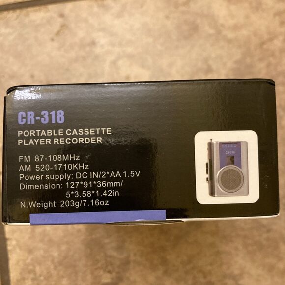 Gracioso Portable Cassette Player Recorder AM FM With Antenna Rare CR-318 NEW - Picture 3 of 8